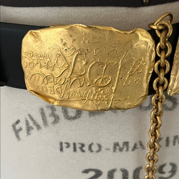 Donna Karan Black and Gold Statement Belt vintage rare 2 piece - Picture 2 of 11